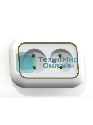 Розетка Кунцево-Электро 2-м СП Валентина 10А IP20 РС10-393 бел./зол.