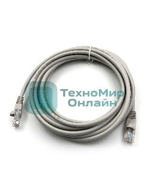 Патч-корд Buro UTP cat.5e 5м серый RJ-45 (m)-RJ-45 (m)