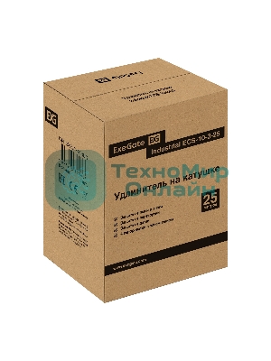 Удлинитель на катушке ExeGate industrial ECS-10-3-25 (4 евророзетки с заземлением, IP20, 25 м, защита от детей, защита от перегрузки, 3х1,0 мм2, 10А/2.3 кВт)