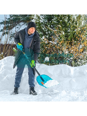 Лопата для уборки снега,поликарбонат,340х385х1340мм,алюминиевый черенок,ПВХ оплетка, LUXE Palisad
