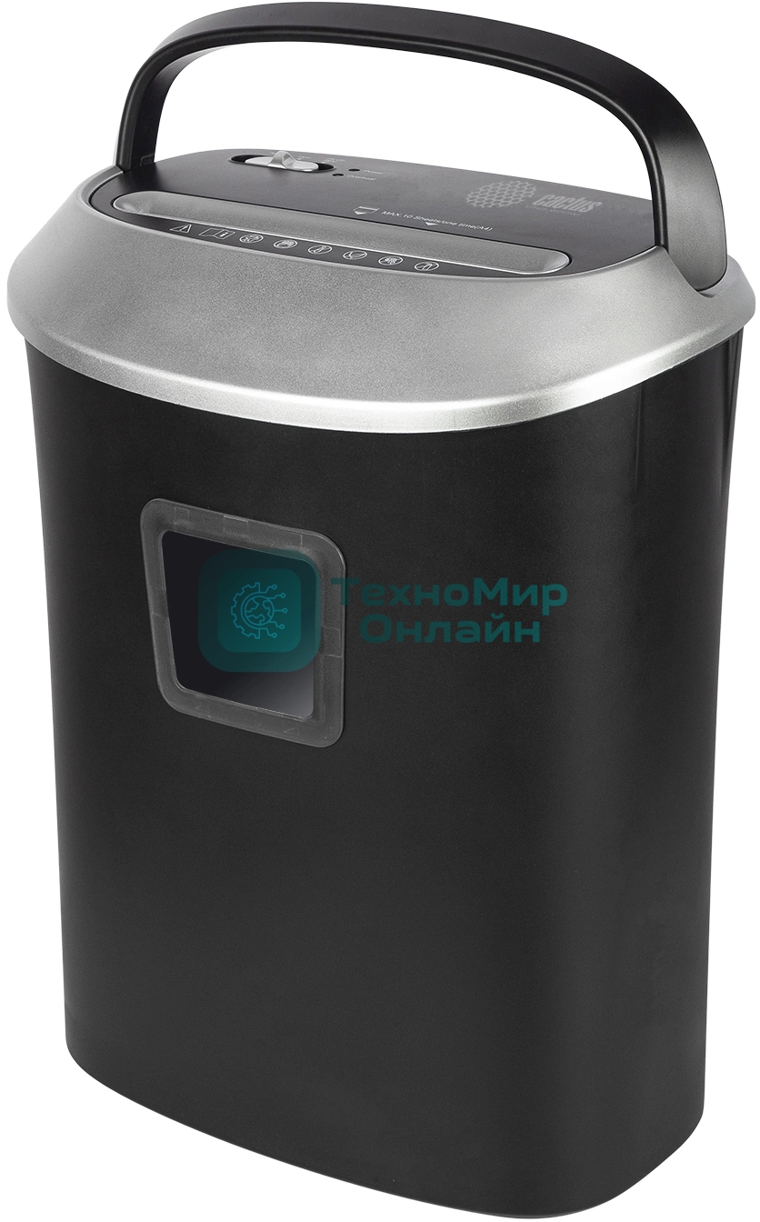 Шредер Cactus CS-SH-P6 черный (секр.P-4) фрагменты 10лист. 21лтр. скрепки скобы пл.карты