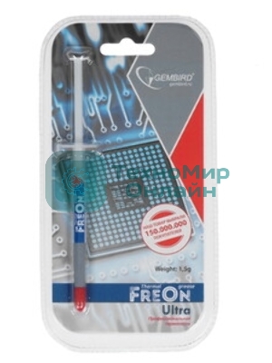 Термопаста Gembird FreOn Ultra GF-21-1.5 для радиаторов, 1,5гр, шприц