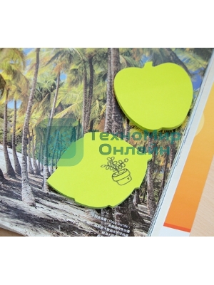 Блок самоклеящийся бумажный Stick`n 21449 70x70 мм, 50 листов, 70 г/м2, неон, зеленый вырубной 