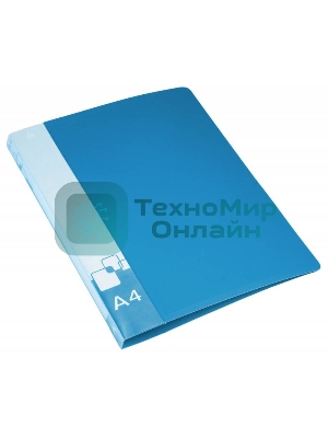 Папка на 2-х D-кольцах Бюрократ -0840/2DBLU A4, пластик, 0.8мм корешок 40мм, внутренний и торцевой карман, синий