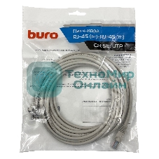 Патч-корд Buro UTP cat.5e 5м серый RJ-45 (m)-RJ-45 (m)