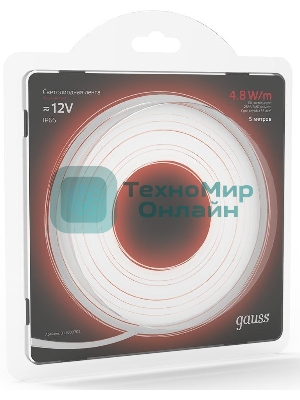 Лента светодиодная 2835 -SMD 4.8W 12V DC красный IP66 (блистер 5м)