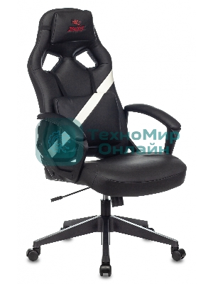 Кресло игровое Zombie DRIVER черный/белый, искусственная кожа, с подголов. крестовина пластик