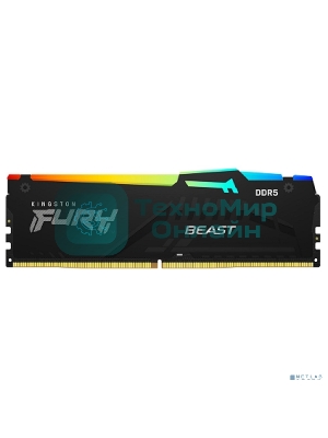 Оперативная память Kingston Fury Beast, DDR5, 16Gb (1x16GB), 6000MHz, CL36, DIMM, с радиатором, RGB, черный