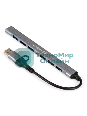 USB-концентратор 7-в-1 ExeGate DUB-761C3 (кабель-адаптер USB Type-A + Type-C --> 6xUSB2.0, 1xUSB3.0, Plug&Play, серебристый)