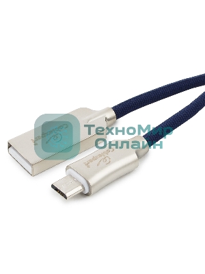 Кабель USB2.0 Cablexpert CC-P-mUSB02Bl-1.8M, AM/microB, серия Platinum, длина 1.8м, синий, блистер