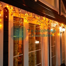 Гирлянда Neon-night Айсикл (бахрома) светодиодный, 4,8 х 0,6 м, черный провод, 230 В, диоды желтые, 176 LED