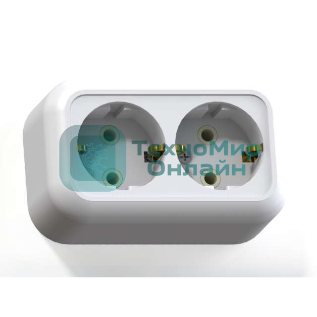 Розетка Кунцево-Электро 2-м ОП Валентина РА16-826 с заземл. белый