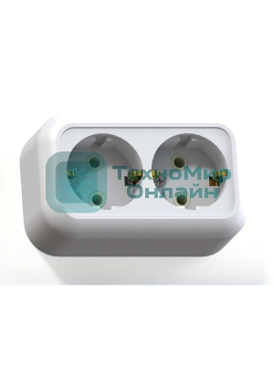 Розетка Кунцево-Электро 2-м ОП Валентина РА16-826 с заземл. белый