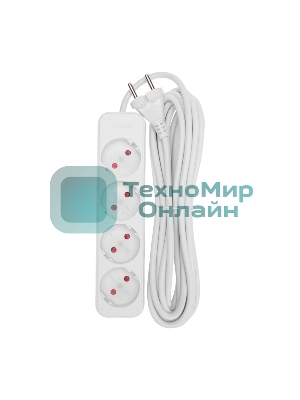 Удлинитель Rexant STANDARD 4 гнезда, 5 м, 2х1,0 мм², б/з, белый