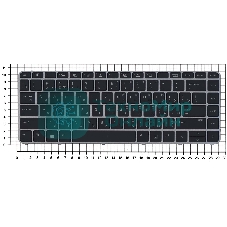 Клавиатура для ноутбука HP EliteBook Folio 1000 1040 G3 черная с сереристой рамкой и подсветкой