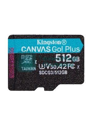 Флеш карта Kingston microSD 512GB microSDXC Class 10 UHS-I U3 V30 Canvas Go Plus 170MB/s