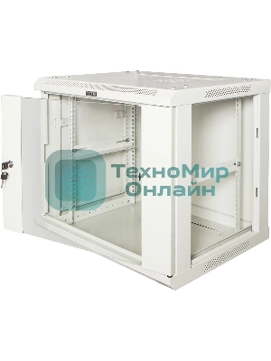 Шкаф коммутационный Lanmaster Pro (TWT-CBWPG-15U-6X4-GY) настенный 15U 600x450 мм пер. дв. стекл 60 кг серый 350 мм 768 мм IP20 металл