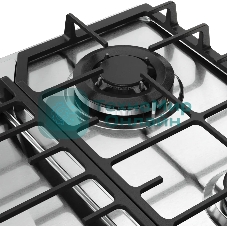 Варочная панель Kuppersberg FS 66 X газ, High-Tech, 58 см, автоматический электроподжиг, газ-контроль, форсунки под сжиженый газ, SABAF конфорки, чугунные решетки, цвет нержавеющая сталь, цвет фурнитуры черный