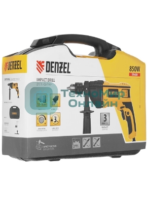 Дрель ударная Denzel IDD-850, 850 Вт, 0-2800 об/мин, 44800 уд/мин
