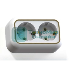 Розетка Кунцево-Электро 2-м ОП Валентина РА16-826 с заземл. белый/зол.