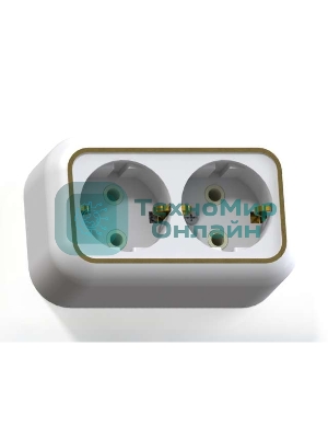 Розетка Кунцево-Электро 2-м ОП Валентина РА16-826 с заземл. белый/зол.