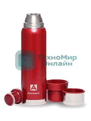 Термос Арктика 106-900 красный, узкое горло 0,9 л американский дизайн