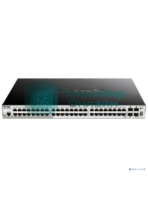 Коммутатор D-Link DGS-1250-52XMP/A1A, L2 Smart Switch with 48 10/100/1000Base-T ports and 4 10Gbase-X SFP+ ports (48 PoE ports 802.3af/802.3at (30 W), PoE Budget 370W).16K Mac address, 802.3x Flow Control, 4K