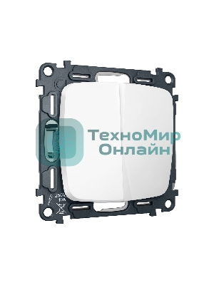 Комплект механизма 2-клавишного перекрестного выключателя 10A-250V OMEGA Белый матовый QUANT (OP1230, VM125) MO123030