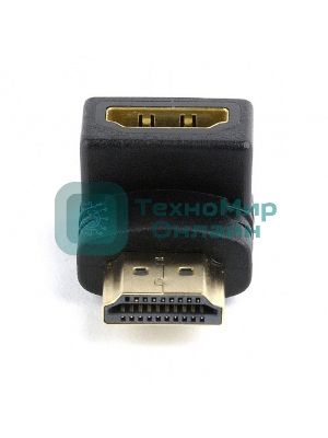 Переходник Cablexpert HDMI-HDMI 19F/19M, угловойсоединитель 90 градусов, золотые разъемы (A-HDMI90-FML)