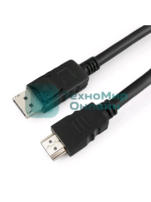 Кабель Cablexpert DisplayPort->HDMI, 7.5м, 20M/19M, черный, экран, пакет 