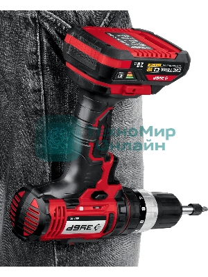 Дрель-шуруповерт Зубр ДШУ-185-22, 18 В, 2 Ач, 40 Нм, щеточный, ударный