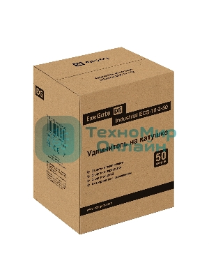 Удлинитель на катушке ExeGate industrial ECS-10-3-50 (4 евророзетки с заземлением, IP20, 50 м, защита от детей, защита от перегрузки, 3х1,0 мм2, 10А/2.3 кВт)