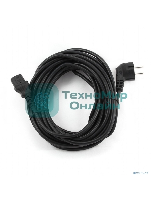 Кабель питания Gembird 10.0м, VDE(0.75мм), черный, с зазем., пакет