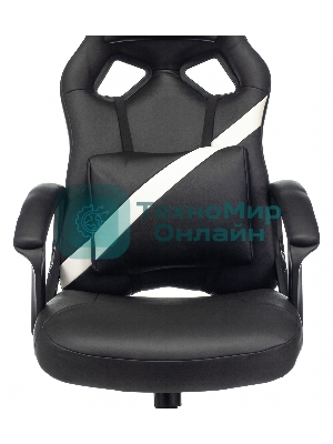 Кресло игровое Zombie DRIVER черный/белый, искусственная кожа, с подголов. крестовина пластик