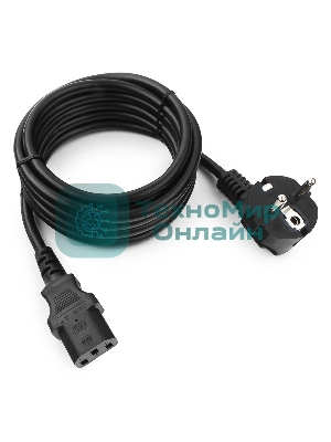 Кабель питания Cablexpert PC-186-1.5-3M, Schuko-C13, 3x1.5мм2, 10A, с заземлением, медь, 3м, черный, пакет