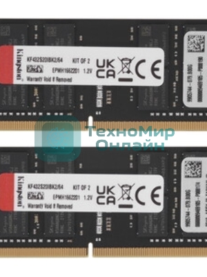 Оперативная память Kingston Fury Impact, DDR4, 64Gb (2x32Gb), 3200MHz, CL20, SO-DIMM