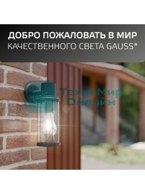 Светильник садово-парковый Gauss Vega на стену вниз 10.5x24x14.2cm, 170-240V/50Hz, 1xE27, Max.60W, IP: 54, 1/24