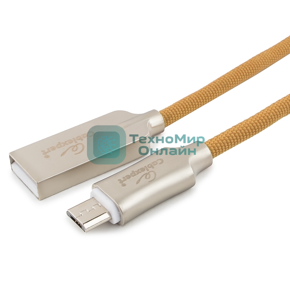 Кабель USB2.0 Cablexpert CC-P-mUSB02Gd-1.8M, AM/microB, серия Platinum, длина 1.8м, золотой, блистер