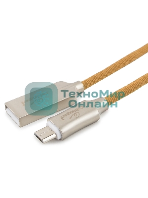 Кабель USB2.0 Cablexpert CC-P-mUSB02Gd-1.8M, AM/microB, серия Platinum, длина 1.8м, золотой, блистер