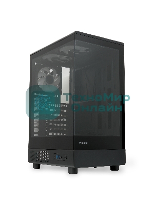 Компьютерный корпус HSPD F510, Panoramic Mid Tower, черный, TG, 0.5 SPCC, 3x120мм ARGb ATX, mATX, mITX 180/280/160мм 1x2.5
