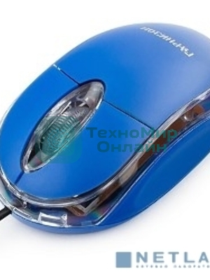 Мышь проводная Гарнизон GM-100B синий, 1000 dpi, USB, кнопки - 3