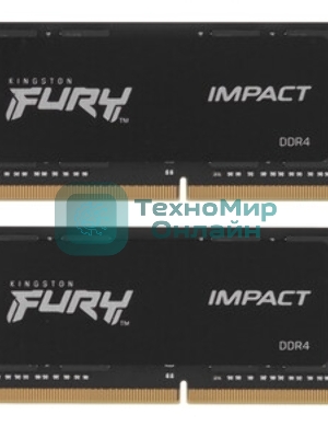 Оперативная память Kingston Fury Impact, DDR4, 64Gb (2x32Gb), 3200MHz, CL20, SO-DIMM