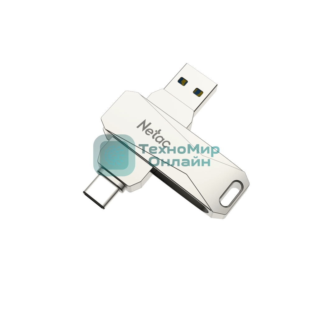 Флешка USB Netac U782C, 256Gb, USB 3.0, серебристый
