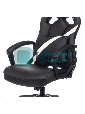 Кресло игровое Zombie DRIVER черный/белый, искусственная кожа, с подголов. крестовина пластик