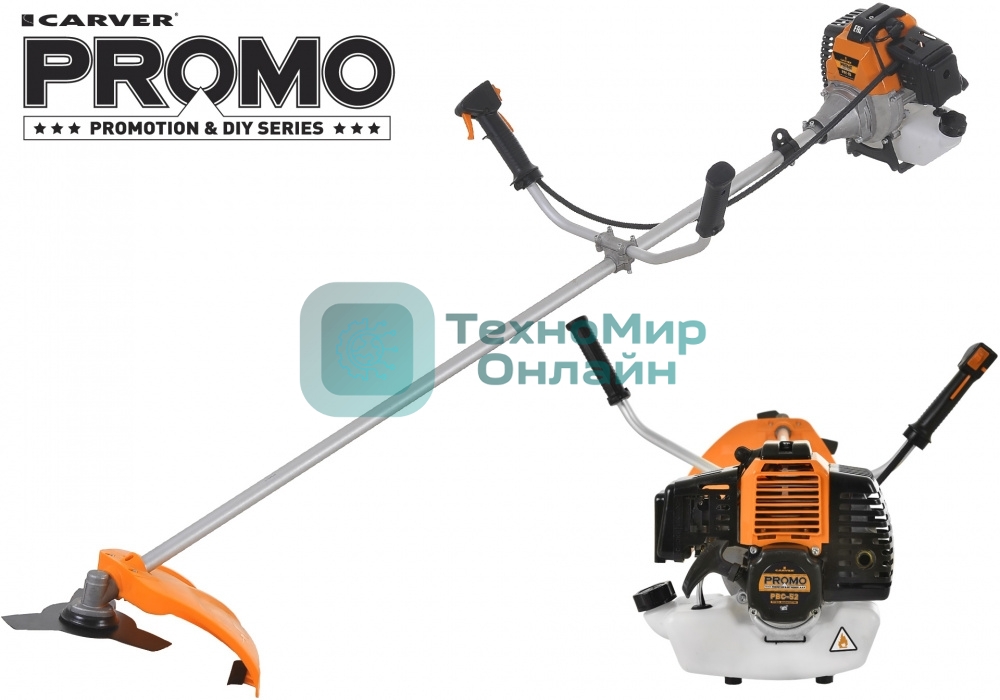 Мотокоса CARVER PROMO PBC-52 2л.с. 7600об/мин нож 255х25.4х1.3мм леска 2.4мм