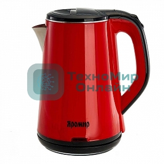 Чайник электрический ЯРОМИР ЯР-1059 пластик ДВОЙНАЯ СТЕНКА, красный: 1500 Вт, 1,8л(12)