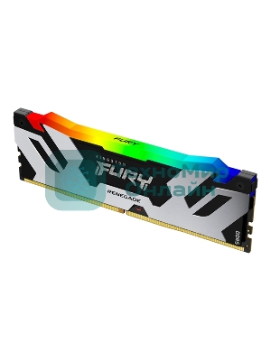 Оперативная память Kingston Fury Renegade, DDR5, 32Gb (1x32Gb), 6400MHz, CL32, DIMM, радиатор, RGB, серебристый/черный