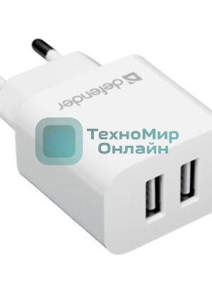Сетевой адаптер Defender 2xUSB, 2.1А, белый (UPA-22)