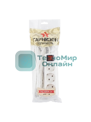 Сетевой фильтр Гарнизон ELB-G3-W-3, 3 евророзетки с выключателем и заземлением, допустимый ток 16А, длина 3м.