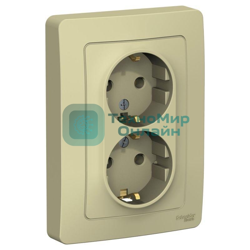 Розетка 2-м СП Blanca 16А 250В без шторок с заземл. беж. SchE BLNRS001027